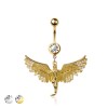 316L SURGICAL STEEL ANGEL MULTI CZ WING DANGLE BELLY BUTTON NAVEL RING 